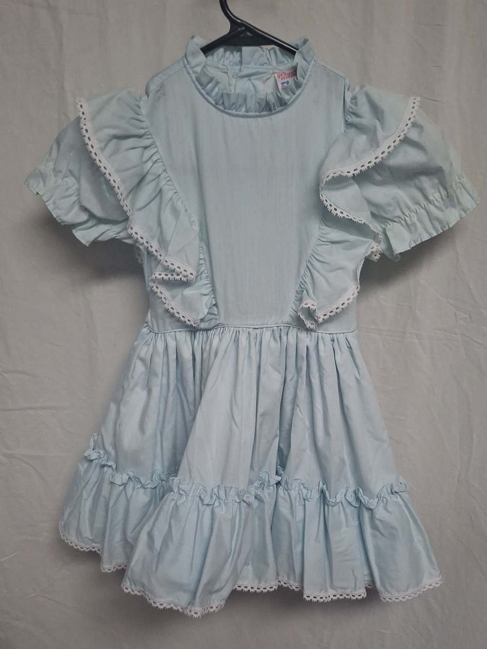 VTG 80s Martha’s Miniatures We’re Fussy Blue Ruffle Pageant Dress Bell Sz 6